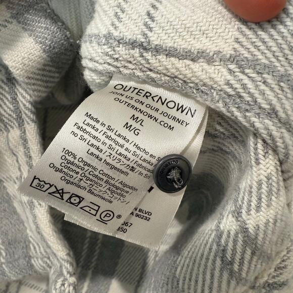 Outerknown Women's Blanket Shirt Button Front Gray Plaid Organic Cotton M/L Surf - Picture 4 of 7